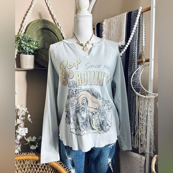 Forever 21 Vintage Style 1995 Muscle Car Keep Rollin’ It Long Sleeve Waffle Knit - Picture 6 of 6